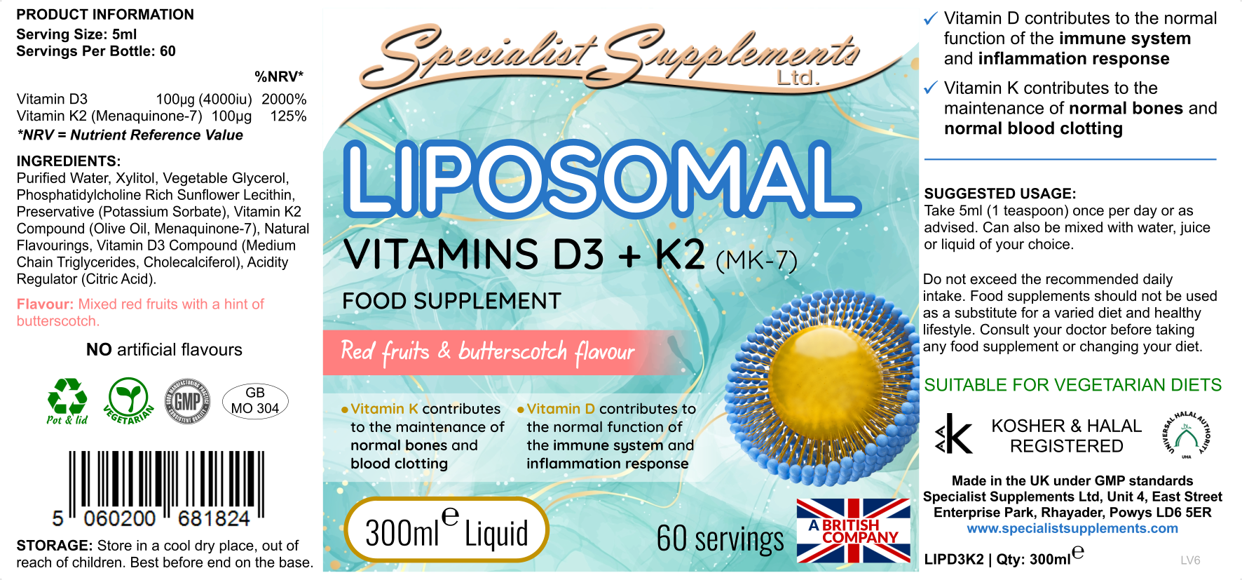 LIPOSOMAL Vitamins D3 + K2